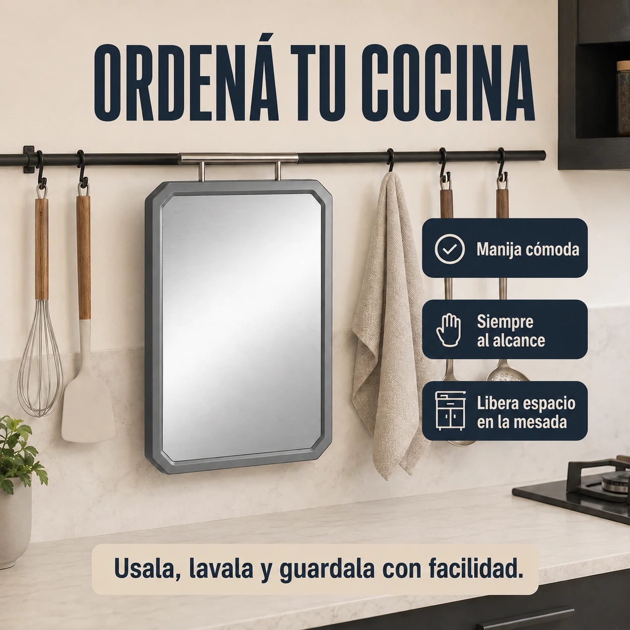 Tabla de Doble Cara Suve® - Acero Inoxidable y PP Antibacteriano