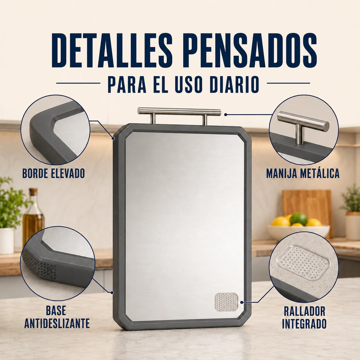 Tabla de Doble Cara Suve® - Acero Inoxidable y PP Antibacteriano